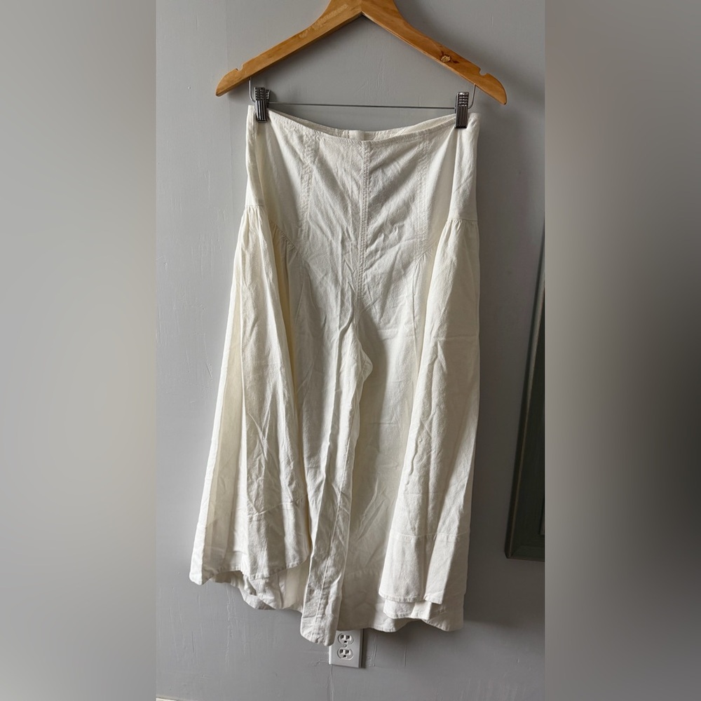 By Anthropologie White Linen Extended Waist Pants - Picture 5 of 11